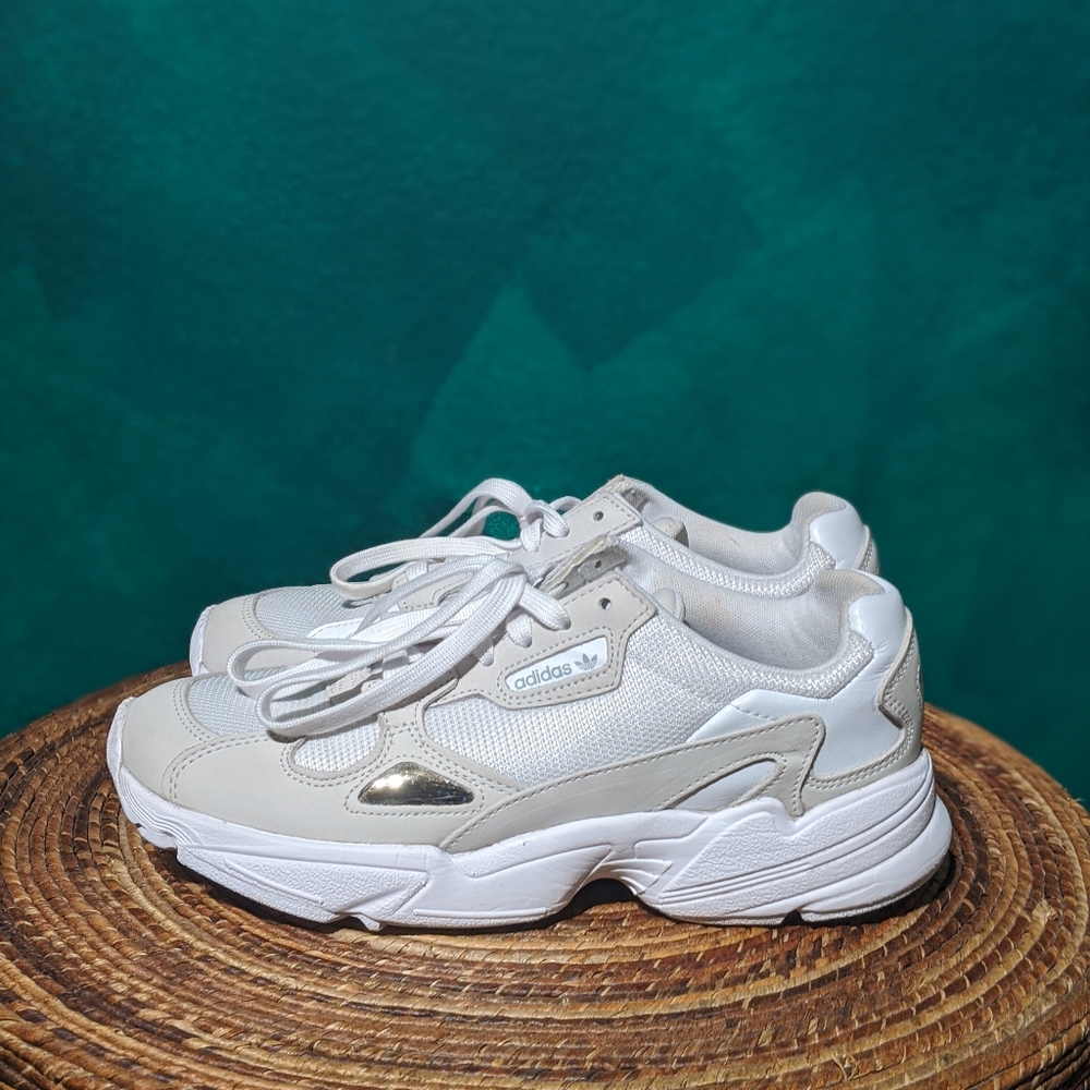 Adidas original Falcon shoes. White/taupe